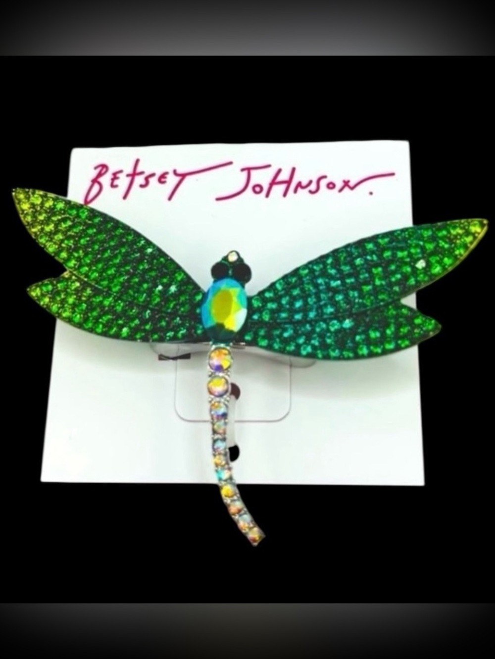 BETSEY JOHNSON Garden Glam Aurora Borealis Crystal Studs Dragonfly Ring NEW NWT